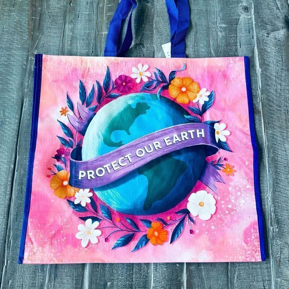 Protect Our Earth Planet Graphic Large Reusable Eco Friendly Shopping Tote Bag